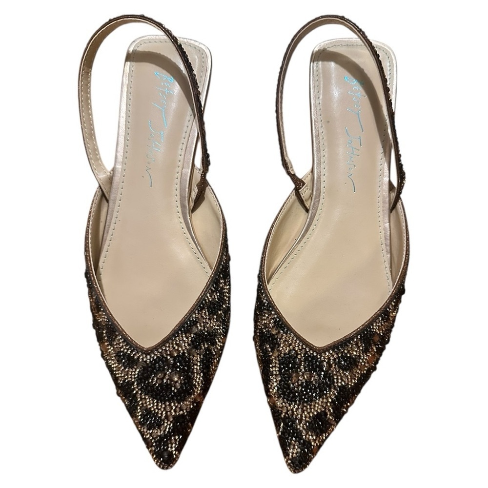 Betsey Johnson Beaded Animal Print Slingback Flats – Sparkle Statement | NWOT |